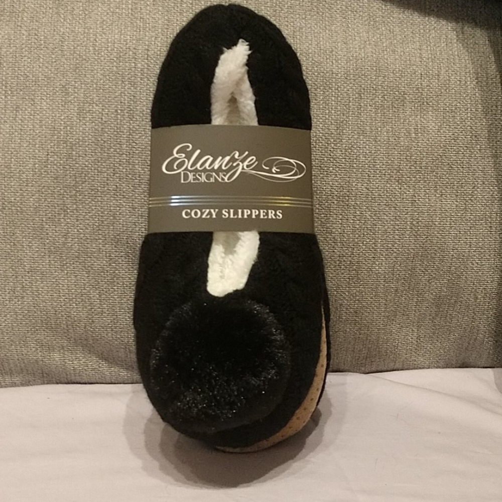 Knit Pom Pom Ballerina Slippers